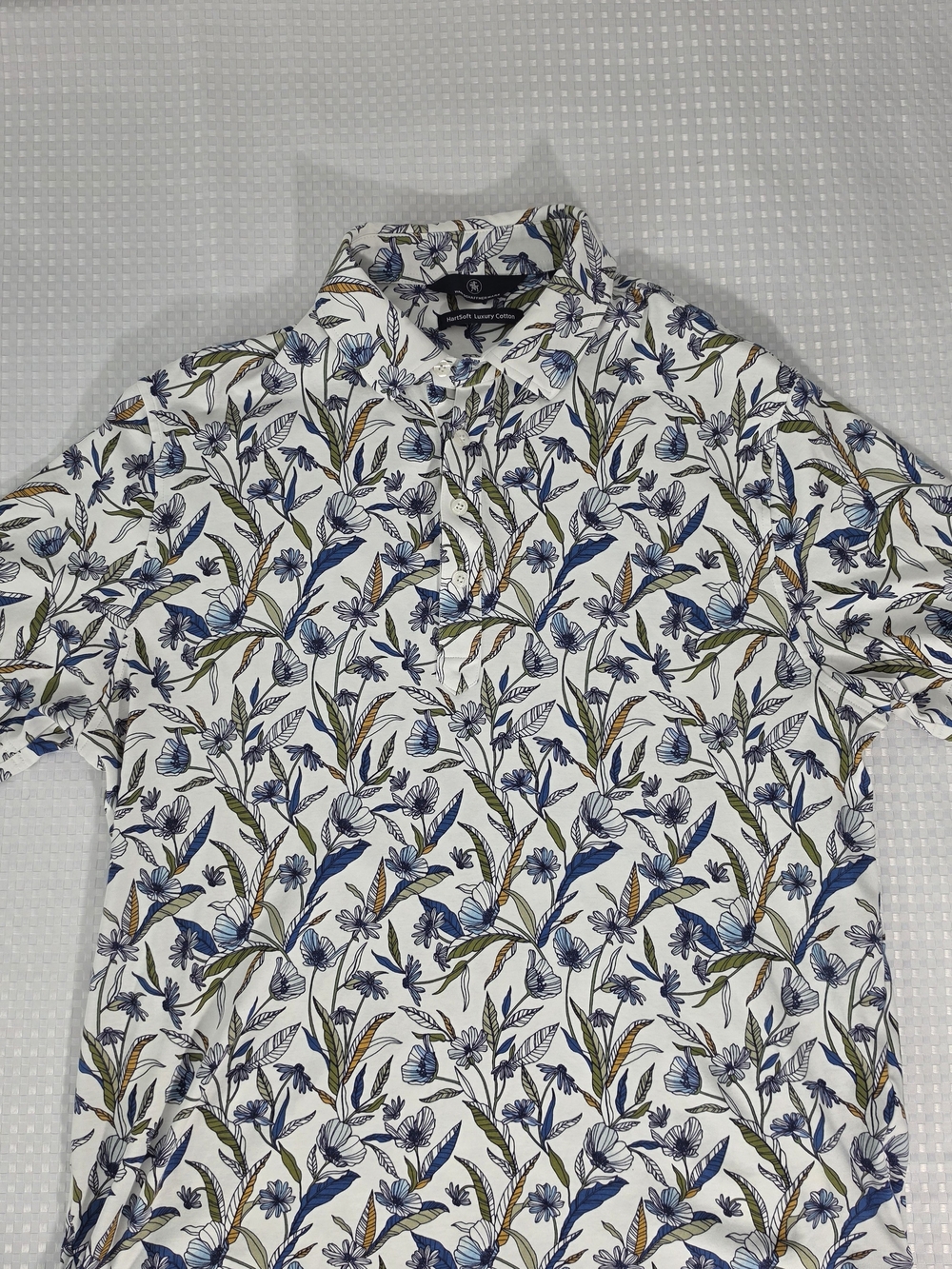 Hart Schaffner Marx Floral Polo Shirt Mens L Large HartSoft Luxury Cotton Soft